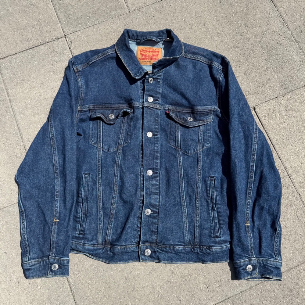 Levis Mens Standard Fit Trucker Denim Jacket Dark Wash Blue XL
